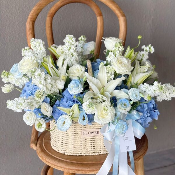 Pure Blue & White Flower Basket